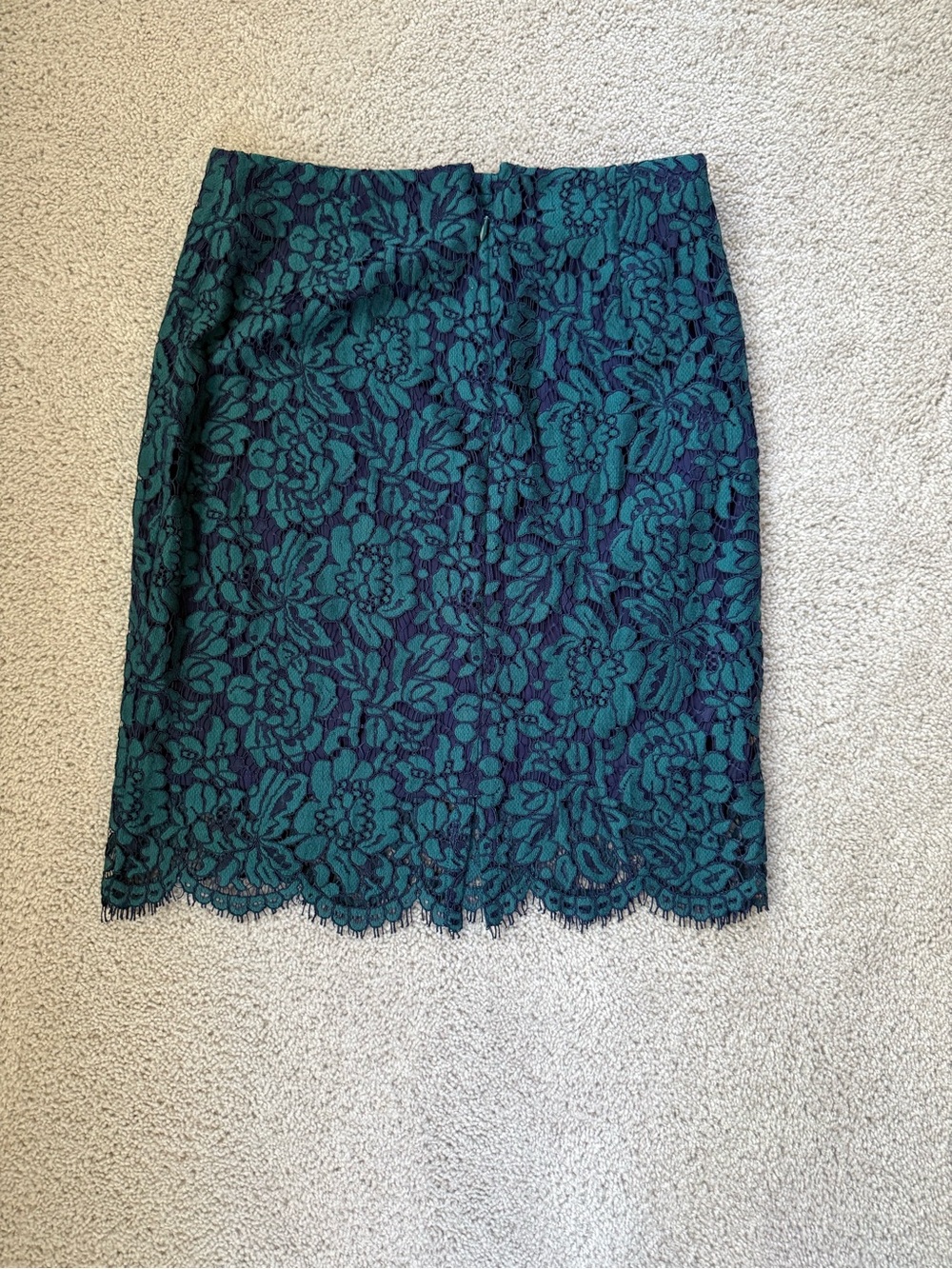 Banana Republic Teal Lace-Overlay Pencil Skirt